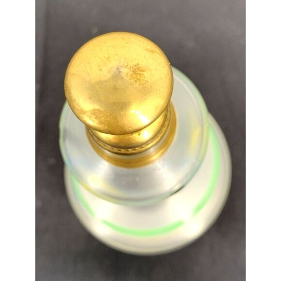 Art Deco Perfume Bottle Glass Applicator Brass Hand Painted 5" Vintage - Picture 6 of 10